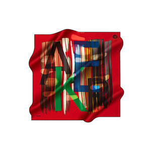 <b>Red</b> Silk Square <b>Scarf</b> with Designer Leopard and Dot Pattern - Product Image 1