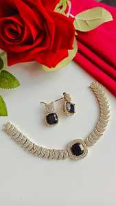 ชุดเพชรอเมริกันที่สวยงามสร้อยคอหรูหราคุณภาพระดับพรีเมียมพร้อมต่างหูดีไซน์ล่าสุดสวมใส่น้อยที่สุดเหมาะสำหรับงานปาร์ตี้ - Product Image 2