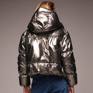 Meilleure vente Blouson matelassé brillant à bulles pour hommes Veste d'hiver chaude avec capuche de protection contre le froid style OEM - Product Image 4