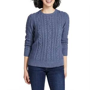 Pull-over long décontracté pour femme en tricot 100% coton avec doublure en laine, col rond, hiver, anti-rides, séchage rapide, respirant, tendance - Product Image 1