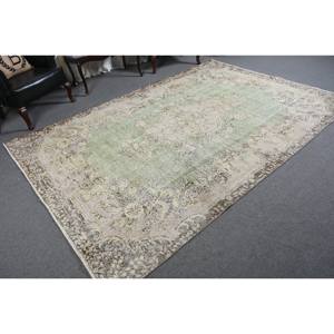 Vintage 6ft 7in X 9ft 8in tapis turc vert Beige Patchwork laine tissage plat pour salon classique décor 4m largeur Latex - Product Image 2