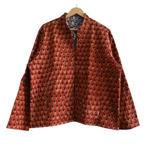 Veste matelassée réversible en coton imprimé bloc à la main veste manteau, manteau en coton, veste courte, veste matelassée en coton veste faite à la main - Product Image 1