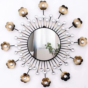 Miroir mural en métal avec perles, accessoires décoratifs pour la maison, miroir de lavabo, de salon, de chambre à coucher - Product Image 2