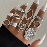 Ensemble d'anneaux en alliage d'acier inoxydable réglables pour les femmes anneaux d'articulation ouverts accessoires de mode empilables pour le style de fête