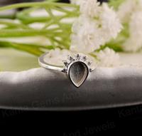 925 Sterling Silber 8x6mm Birnenförmiger Blanko-Fassungsringschachtel für Damen, umweltfreundlicher, handgefertigter Erinnerungsring mit Harz und Zirkonia für Asche