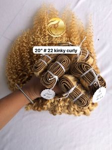 Exportation brut temple indien vierge 20 ''couleur #22 Kinky Curly Bundles Extension de cheveux simple dessiné cuticule alignée vendeur en gros - Product Image 6