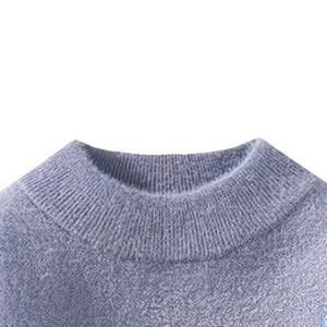 Men's Oversized Jacquard Pullover <b>Sweater</b> Winter Block Print Fleece with Long Sleeves And Crew Neck Solid Color Knitted Design - Product Image 2