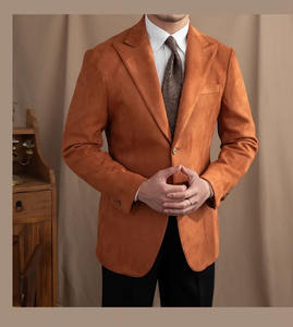 Britannique décontracté col à revers en daim tissu velours costume veste rétro mode costume pour homme - Product Image 3