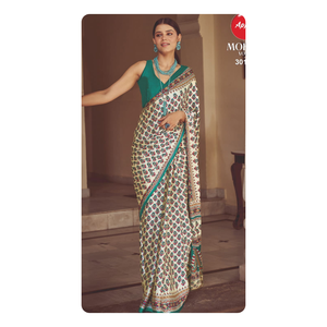 Sari de satén étnico japonés para mujer, superficie lisa y brillante para fiestas festivas y formales, ropa india y pakistaní - Product Image 1