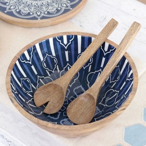 Nuevo cuenco de ensalada de madera decorativo de esmalte hecho a mano, cuenco de madera de mango de diseño impreso personalizable para uso multiusos - Product Image 6