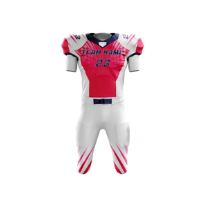 Conjunto de camisetas y pantalones de fútbol americano rosa con impresión OEM | Venta al por mayor de uniformes de fútbol americano - Product Image 2