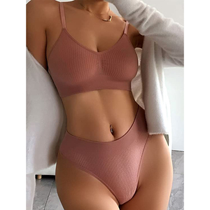 Ensemble deux pièces de soutien-gorge et culotte Sexy pour femmes, Logo personnalisé, ensemble de Lingerie de haute qualité pour femmes, soutien-gorge sans couture, ensemble de string OEM - Product Image 5