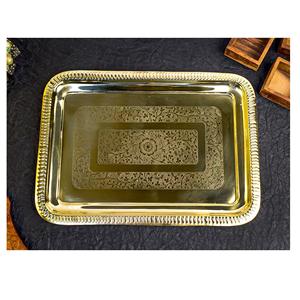 Bandeja de latón hecha a mano de lujo, plato de servicio de estilo antiguo con detalles intrincados Para Boda y decoración del hogar - Product Image 3
