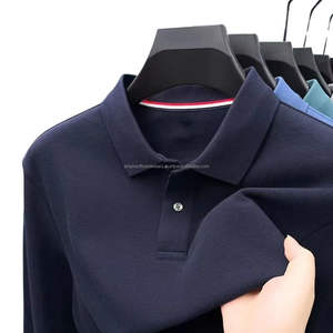 Polo liso de color personalizado para hombre, camiseta informal de mezcla de algodón de manga larga con cuello, ropa informal perfecta, producto OEM - Product Image 4