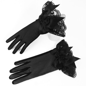 Elegantes guantes hasta la muñeca con lazo de encaje de poliéster/algodón para mujer, mitones nupciales, accesorios para disfraces de fiesta de té y Noche - Product Image 3