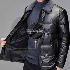Veste en duvet épaissie pour hommes tendance en gros col montant parka brillante avec manteau de pluie imperméable - Product Image 4