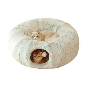 Nido y túnel multifuncional 2 en 1 para gatos, cama cálida de felpa para mascotas, casa plegable para gatos y perros - Product Image 1