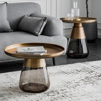 Table basse convertible créative de luxe minimaliste, table d'angle en verre simple et moderne pour salon, mobilier de maison unique