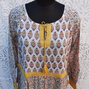 ชุดเดรสผ้าคอตตอนพิมพ์ลายคอกลมแขนยาวชุดเดรสซันเดรสทรงหลวมทรง A-Ling - Product Image 1