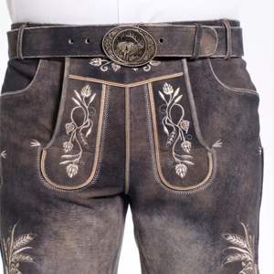Pantalones cortos de cuero bávaro Lederhosen auténticos, ropa de fiesta alemana tradicional personalizada para hombres con bordado - Product Image 5