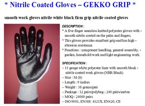Gants en polyester de calibre 13 avec revêtement en nitrile lisse Antidérapant Antistatique Anti-Vibration Caractéristiques de sécurité - Product Image 6