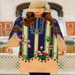 Camisa de césped pakistaní de marca original para niñas, 1 pieza con estampado digital, telas de verano, ropa de India Pakistán - Product Image 4