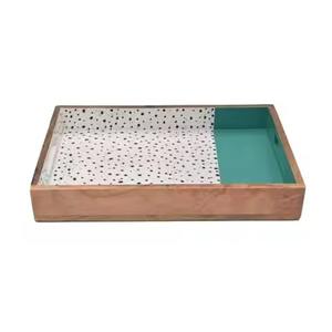 Wooden Tea Serving Tray With Enamel <b>Printed</b> design - Product Image 2