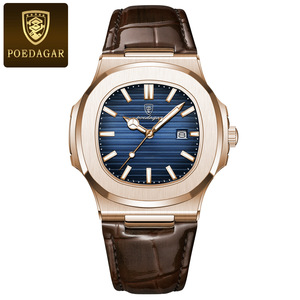 POEDAGAR 613 Top Luxury Square Hombre Reloj Fecha Impermeable Luminoso Hombres Reloj de pulsera de cuero de alta calidad Reloj de cuarzo para hombres - Product Image 2