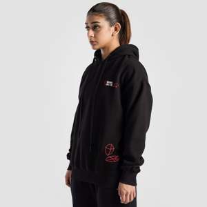 Sudadera con Capucha Oversize Transpirable en Negro, Hecha de Tela Jersey para Otoño - Product Image 3