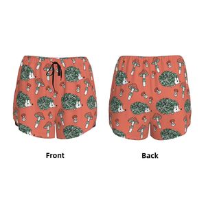 Shorts Deportivos para Mujer con Estampado de Erizo y Hongos, Cintura Media, Cordón Ajustable, Transpirables, de Spandex y Poliéster - Product Image 5