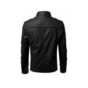 Venta al por mayor de moda de los hombres chaqueta de cuero Slim Fit cremallera chaqueta de motociclista - Product Image 4