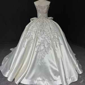 Robe de mariée de luxe en satin Jancember MN310, robe de mariée sans bretelles, robe de bal perlée, Vestido De Novia, mariage moderne - Product Image 1