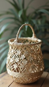 Nature Luxe Verda Handwoven Seagrass Vase Elegant Floral Arrangements Bloom Design Wood Bamboo Material Handwoven Rattan - Product Image 4