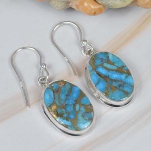 Turquesa Azul Cobre, Plata de Ley 925, Gema, Piedra de Nacimiento de Diciembre, Joyería Hecha a Mano, Forma Ovalada, Regalo de Boda, Moderno - Product Image 3