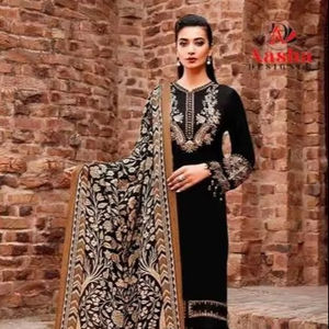 Fournisseur mondial de Salwar Kameez pakistanais en gros avec mousseline de soie Dupattas prêt à expédier OEM à bas prix - Product Image 1