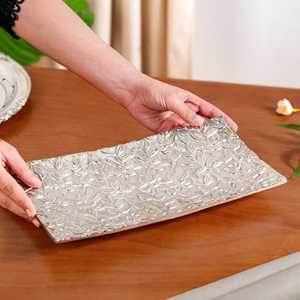 Bandeja Decorativa de Metal de Aluminio y Latón, Estilo Rústico, Rectangular, para Plantas, Flores, Servir, Ramadán, Artesanía, Pétalos - Product Image 5