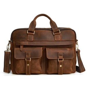 Leather Laptop Messenger Classic Shoulder Bag Protective Durable Portable Large Capacity Office Use - Product Image 3