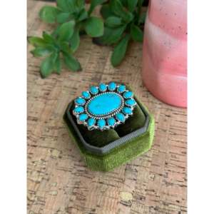 Bague ajustable en argent sterling avec turquoise Kingman faite à la main du sud-ouest, style bohème - Product Image 4