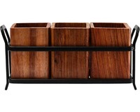 Handgemaakte moderne houten lepelhouder met één laag, van natuurlijk acacia- en mangohout, multifunctionele keukenopbergrek, op maat gemaakt