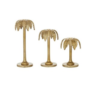 Candelabro de palmera de Metal dorado, decoración de mesa, Juego de 3 - Product Image 1
