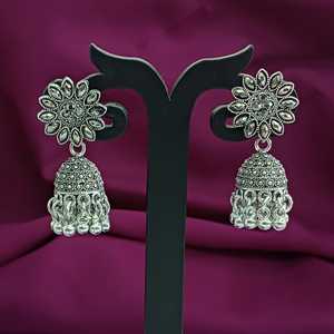 Indian Manufacturer Jewellery Traditional Oxidized Floral Crystal Wedding <b>Earrings</b> Indian Jewelry Set for Women - Product Image 2