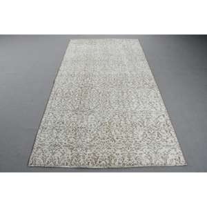Alfombra Vintage de 4,3x8,1 pies, Alfombra Oriental Blanca de Lana - Product Image 1