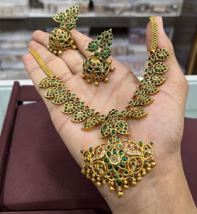 Elegant Gold Plated <b>Necklace</b> <b>Set</b> With Earrings For Women And Girls Traditional <b>Indian</b> Wedding <b>Necklace</b> <b>Set</b> For Women - Product Image 2