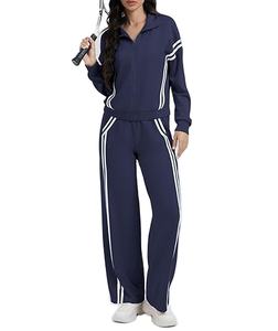 Ensemble de survêtement 2 pièces en polyester de qualité supérieure pour femme, avec fermeture éclair - Product Image 1