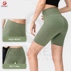 Pantalones cortos de Yoga sin costuras de secado rápido de cintura alta para mujer Honey Butt Fitness Shorts Sexy tamaño personalizado patrón sólido pantalones cortos de Yoga DE BOXEO - Product Image 3