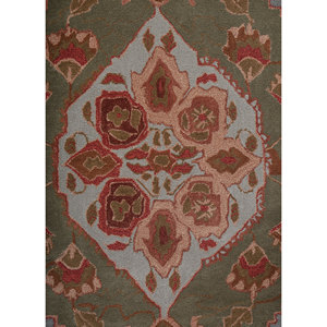 Alfombra de Lana y Viscosa Tejida a Mano Estilo Kasbah, Rectangular, con Medallón Rojo Naranja, para Pasillo, Uso Doméstico - Alfombras Jaipur Modelo Americano Tnq-637(Rmr) - Product Image 3