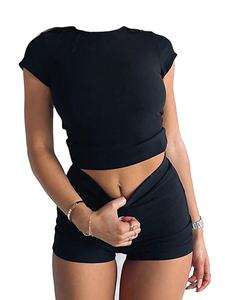 Nouveaux ensembles pour femmes, coupe slim, unis, 100% coton, vente en gros, ensemble 2 pièces, manches courtes, shorts élégants, chemise décontractée - Product Image 4