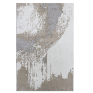 Alfombra de Baño Rectangular de 70x120cm, Color Crudo/Beige/Plateado, de Algodón Reciclado con Patrón Abstracto Jacquard, Hecha en Turquía - Product Image 2