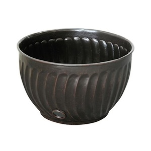 Bol de tuyau en métal peint de couleur noire de finition antique conception côtelée pour la maison jardin arrosage des plantes bol de tuyau en métal décoratif - Product Image 1