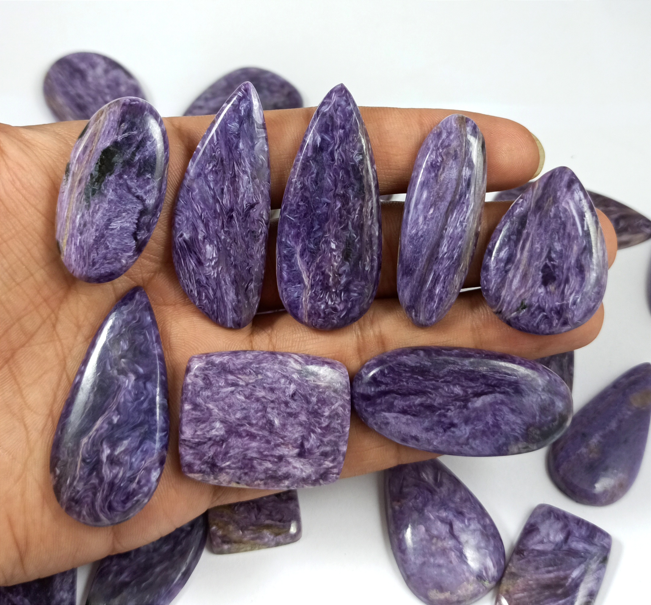100-Carat Natural Russian Charoite Loose Gemstone Cabochons - Jewelry Making & Healing Crystals